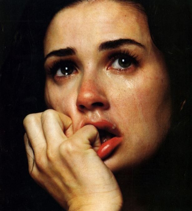 Demi Moore-Sad face illustration for why we wait to feel desperate